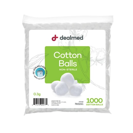 Cotton Balls, N/S, Med. 1000/Bag, 4/Cs, 4000PK